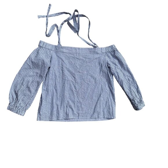 Michael Kors XL Womens Blue & White Striped Off Shoulder Top With Adjustable Str - Picture 5 of 5